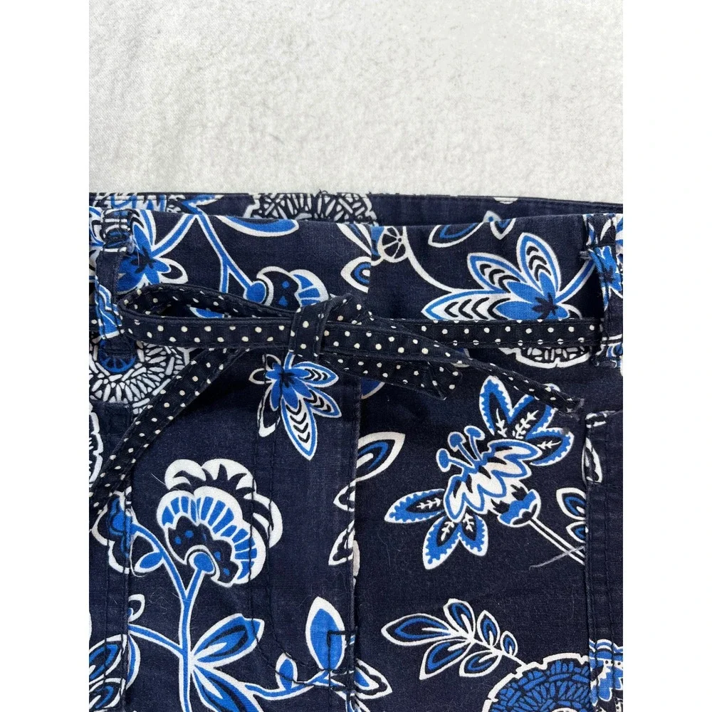 Ann Taylor LOFT‎ Navy Blue Floral Mini Skirt with Polka Dot Belt Size 8